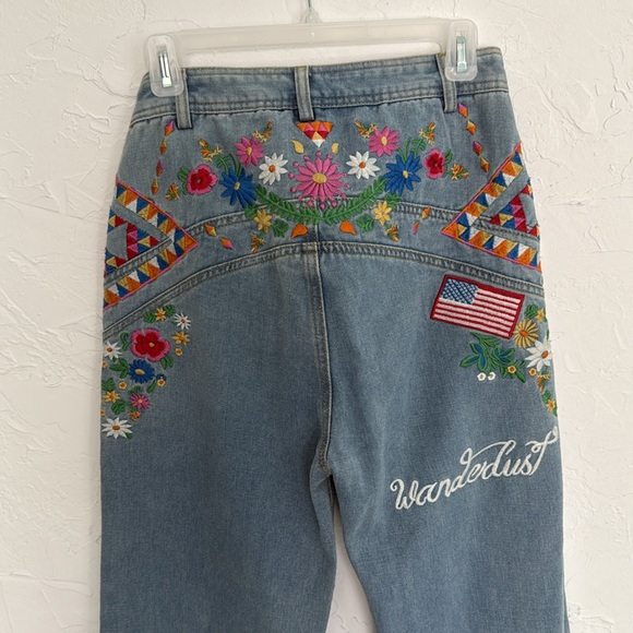 Spell Wanderlust Embroidered Denim Blue Jeans - Large - Picture 6 of 7